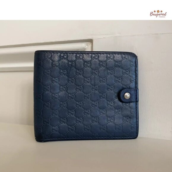 Authentic GUCCI Gray/Blue Microguccissima Leather Bifold Men's Wallet - 365477 - Picture 4 of 11